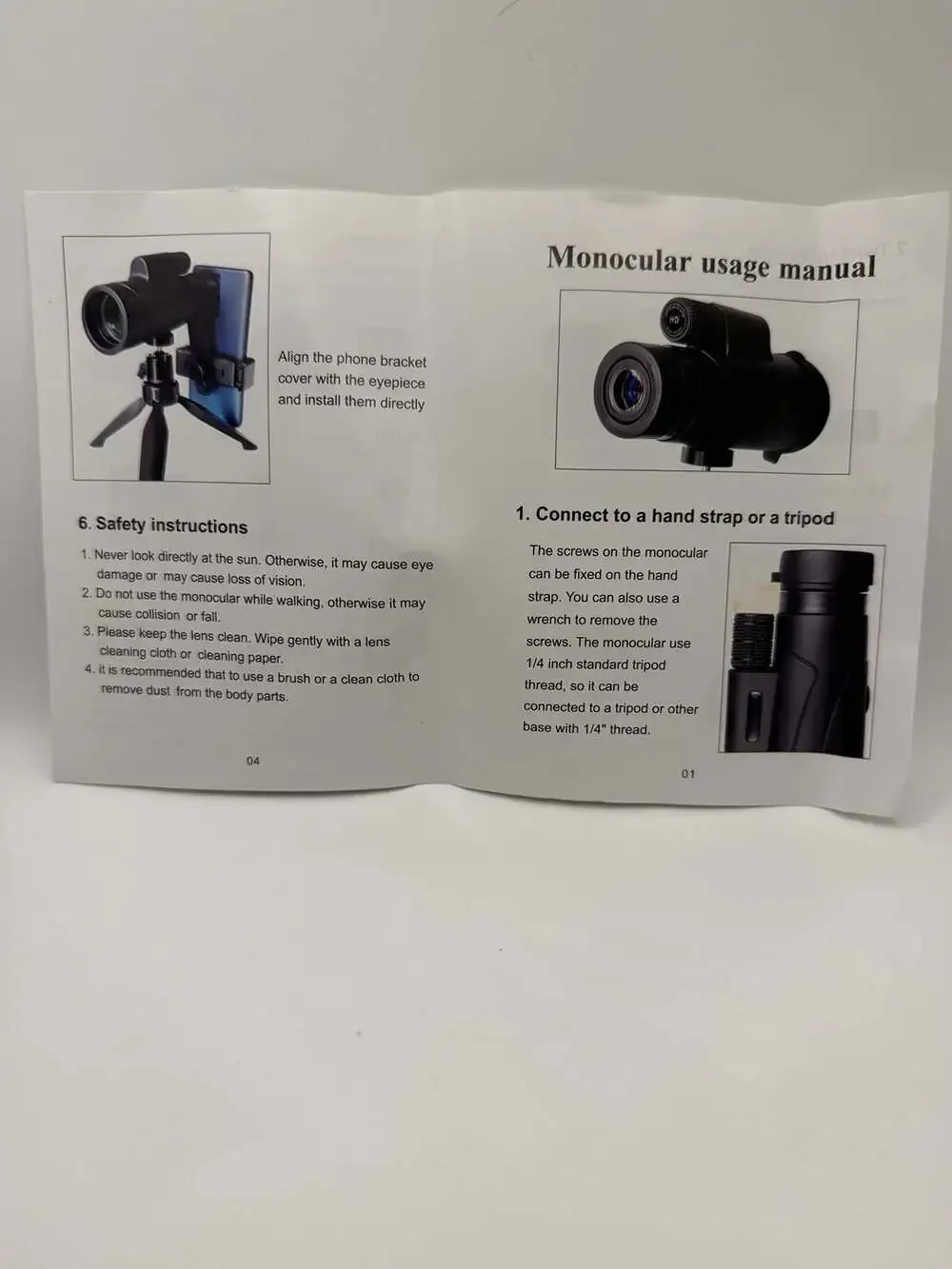 Monocular Telescope with Phone Adapter, Tripod, and Carrying Case